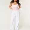 Pantaloni Hollister Livvy a gamba larga in misto lino a vita ultra alta