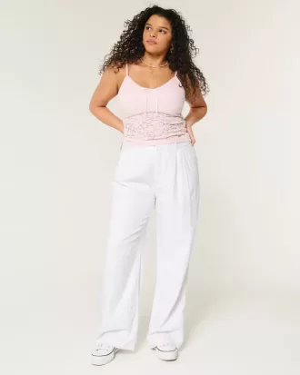 Pantaloni Hollister Livvy a gamba larga in misto lino a vita ultra alta