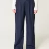 Pantaloni Hollister Livvy a gamba larga in misto lino a vita ultra alta