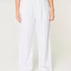 Pantaloni Hollister Livvy a gamba larga in misto lino a vita ultra alta