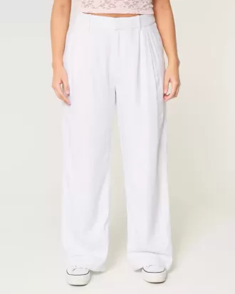 Pantaloni Hollister Livvy a gamba larga in misto lino a vita ultra alta