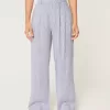 Pantaloni Hollister Livvy a gamba larga in misto lino a vita ultra alta