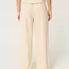 Pantaloni Hollister Livvy a gamba larga in misto lino a vita ultra alta