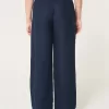 Pantaloni Hollister Livvy a gamba larga in misto lino a vita ultra alta