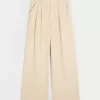 Pantaloni Hollister Livvy a gamba larga in misto lino a vita ultra alta