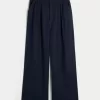 Pantaloni Hollister Livvy a gamba larga in misto lino a vita ultra alta
