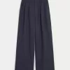 Pantaloni Hollister Livvy a gamba larga in misto lino a vita ultra alta