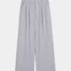 Pantaloni Hollister Livvy a gamba larga in misto lino a vita ultra alta