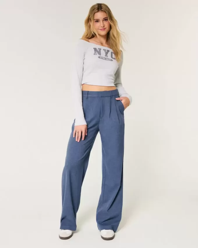Pantaloni Hollister Livvy a vita alta e gamba larga