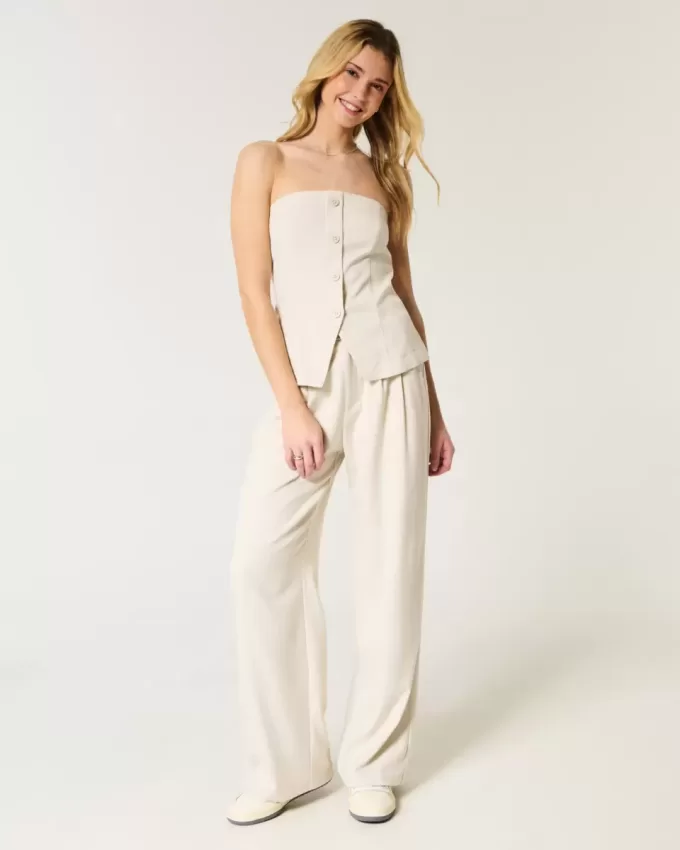 Pantaloni Hollister Livvy a vita alta e gamba larga