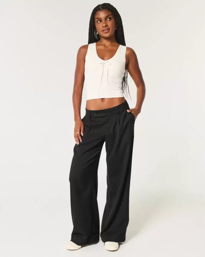 Pantaloni Hollister Livvy a vita bassa e gamba larga