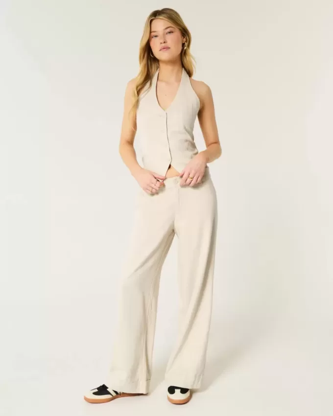 Pantaloni Hollister Livvy a vita bassa e gamba larga