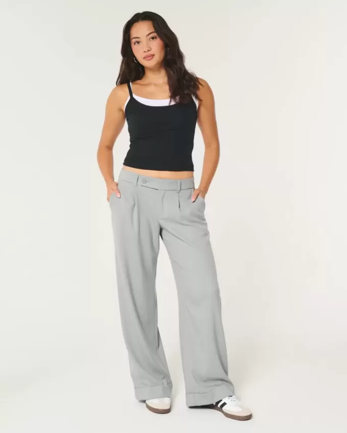Pantaloni Hollister Livvy a vita bassa e gamba larga