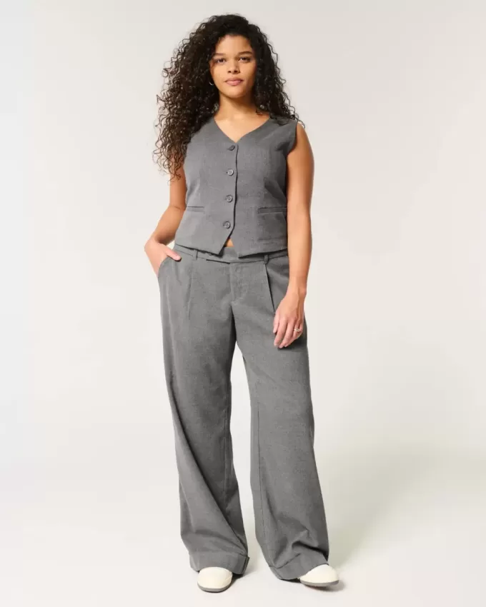 Pantaloni Hollister Livvy a vita bassa e gamba larga