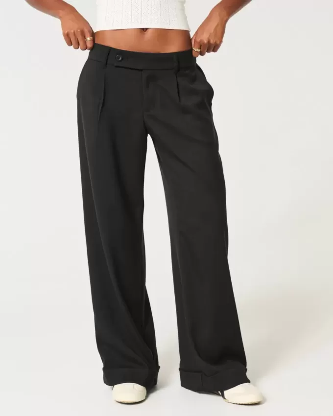 Pantaloni Hollister Livvy a vita bassa e gamba larga