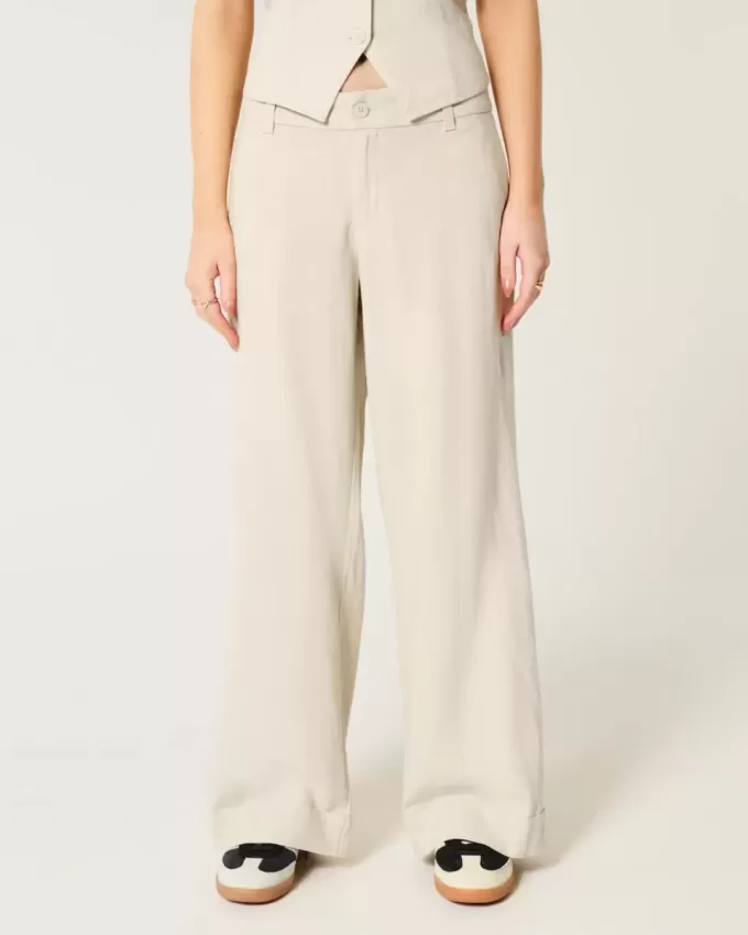 Pantaloni Hollister Livvy a vita bassa e gamba larga