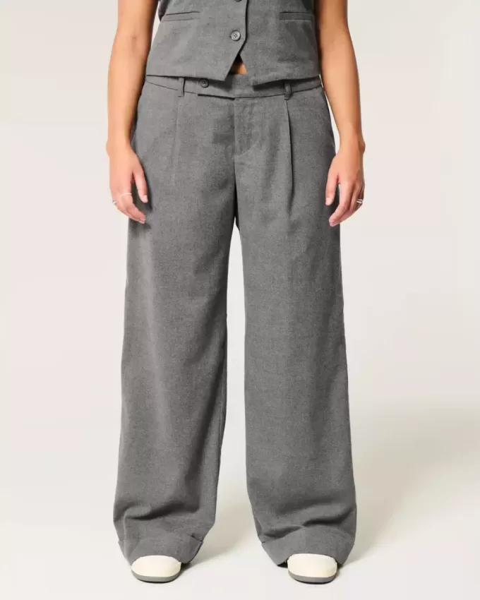 Pantaloni Hollister Livvy a vita bassa e gamba larga