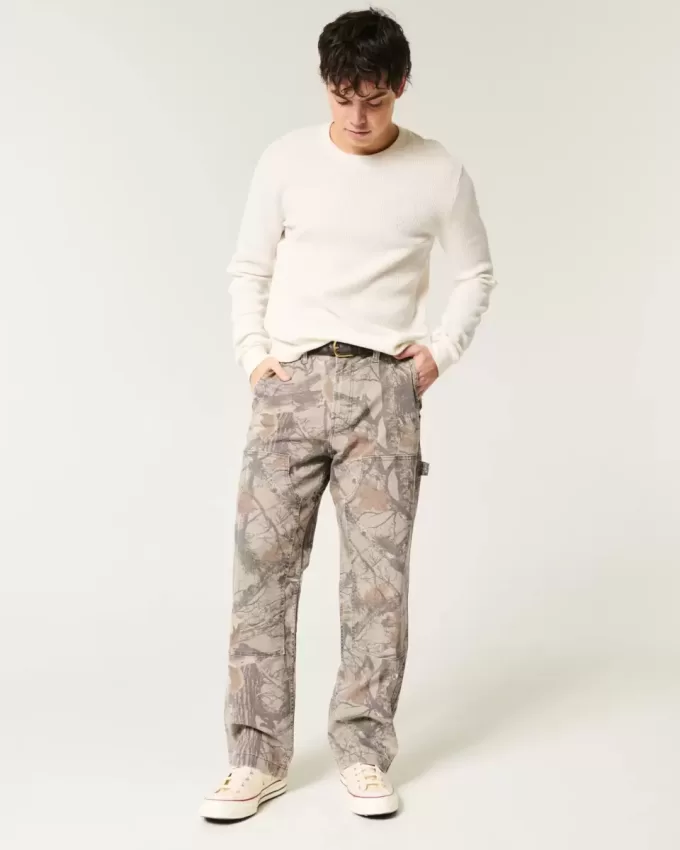 Pantaloni larghi da carpentiere mimetici