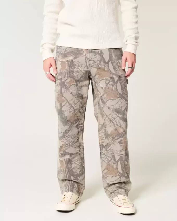 Pantaloni larghi da carpentiere mimetici