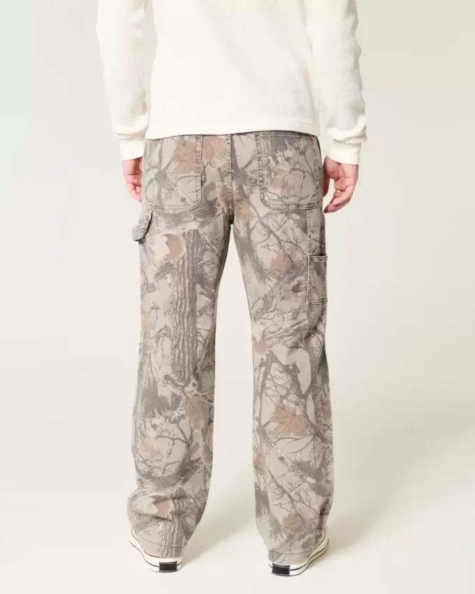 Pantaloni larghi da carpentiere mimetici