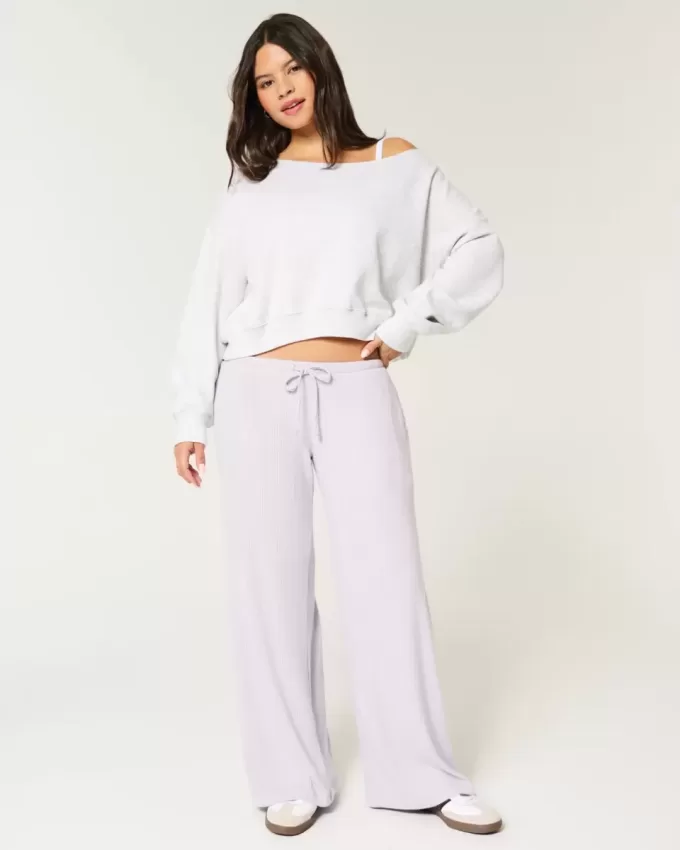 Pantaloni larghi e comodi con coulisse a coste