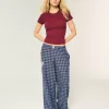 Pantaloni larghi in flanella con grafica numerica
