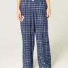 Pantaloni larghi in flanella con grafica numerica