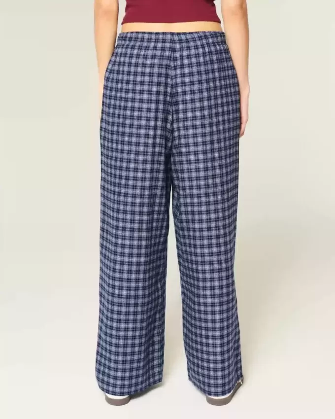 Pantaloni larghi in flanella con grafica numerica