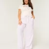 Pantaloni larghi in misto lino