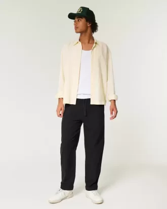 Pantaloni larghi in misto lino