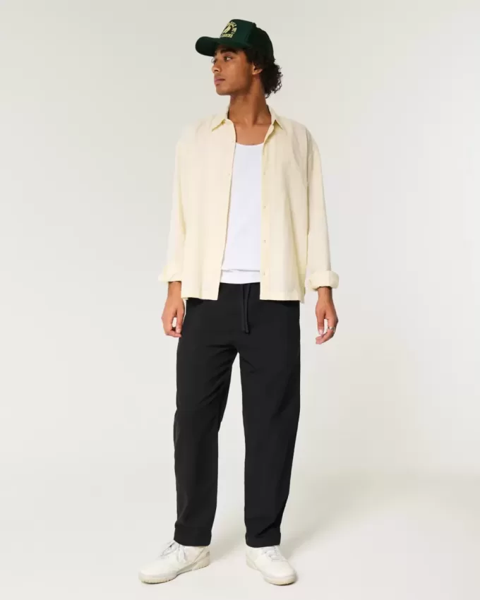 Pantaloni larghi in misto lino