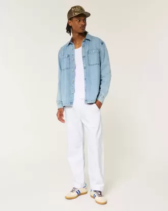 Pantaloni larghi in misto lino
