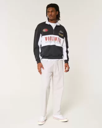 Pantaloni larghi in misto lino