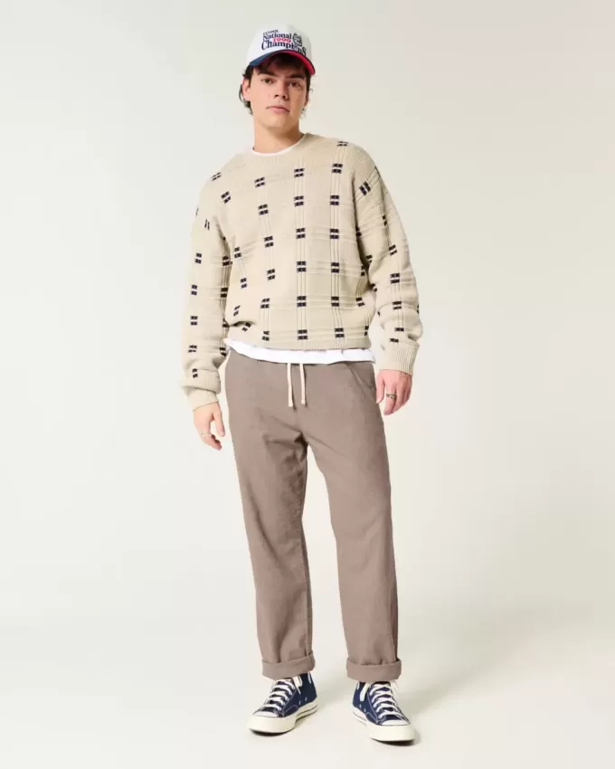 Pantaloni larghi in misto lino