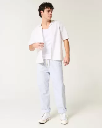 Pantaloni larghi in misto lino