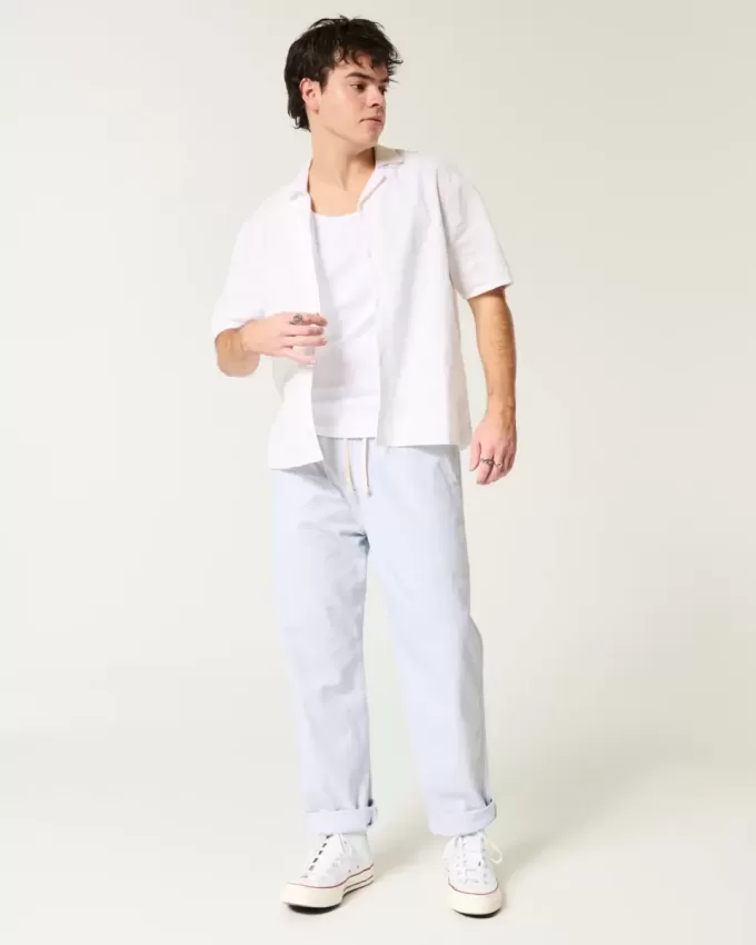 Pantaloni larghi in misto lino