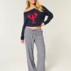 Pantaloni larghi in misto lino