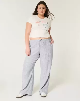Pantaloni larghi in misto lino