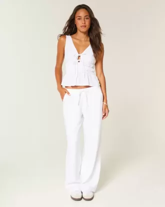 Pantaloni larghi in misto lino
