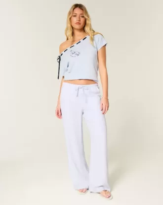Pantaloni larghi in misto lino