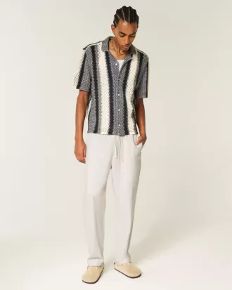 Pantaloni larghi in misto lino