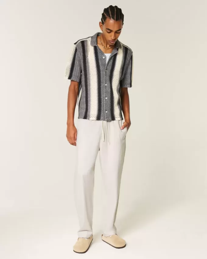 Pantaloni larghi in misto lino