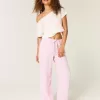 Pantaloni larghi in misto lino