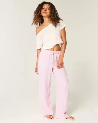 Pantaloni larghi in misto lino