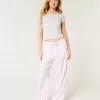 Pantaloni larghi in misto lino