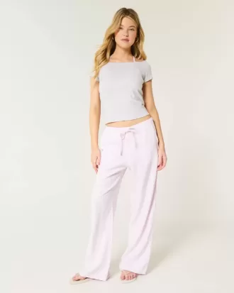 Pantaloni larghi in misto lino