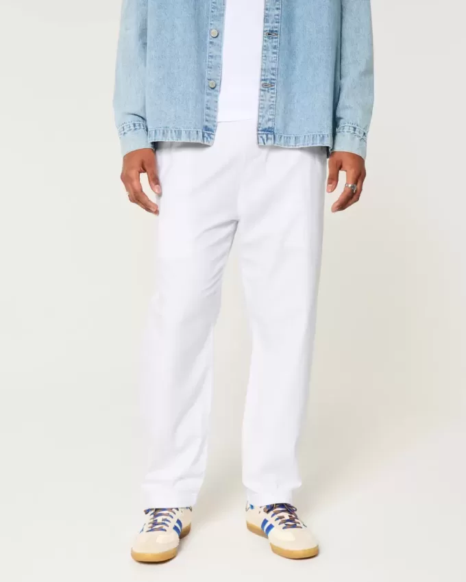 Pantaloni larghi in misto lino