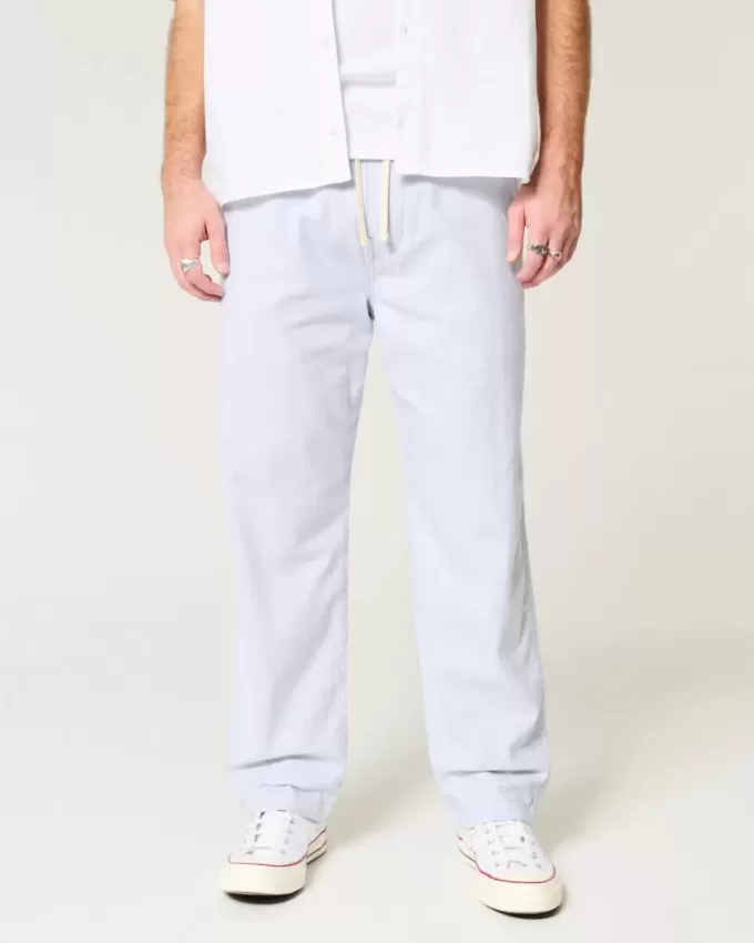 Pantaloni larghi in misto lino
