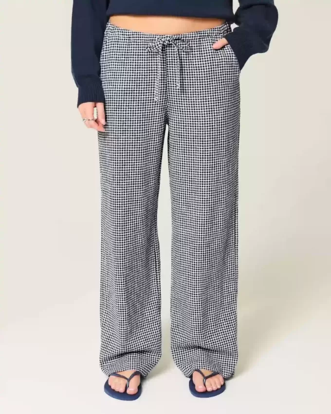 Pantaloni larghi in misto lino