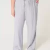 Pantaloni larghi in misto lino